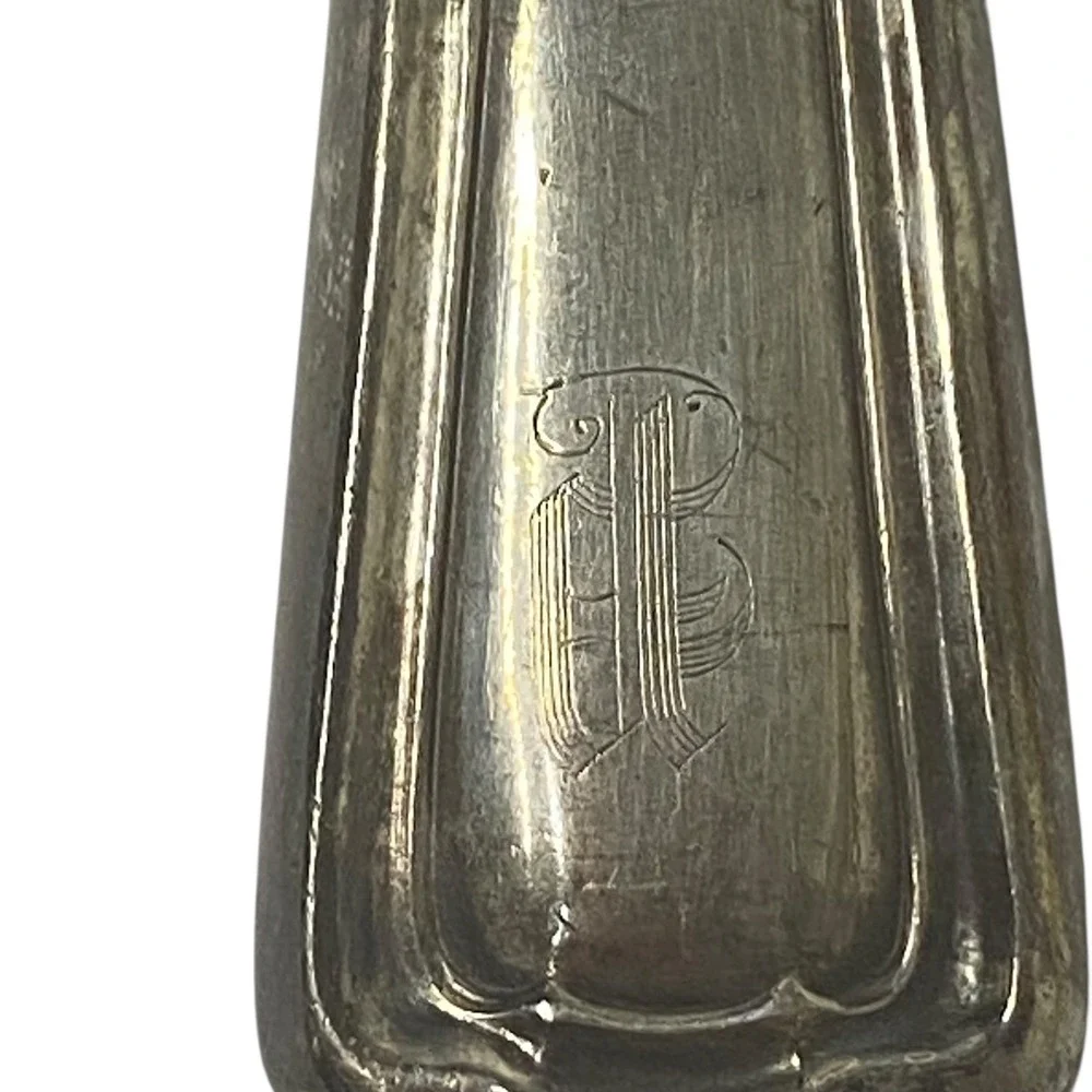 Antique‎ Monogrammed Silverplate Meat Carving Fork Hinged Guard 10 Inch